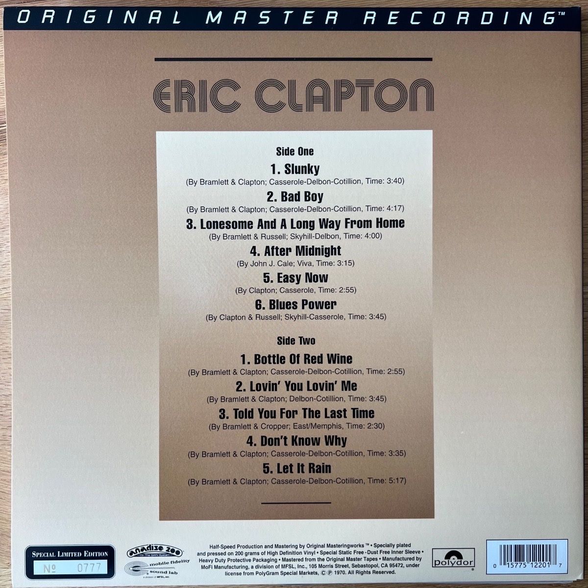 Eric Clapton - Same / Audiophile MFSL 1995 - (Neuf / Neuf)