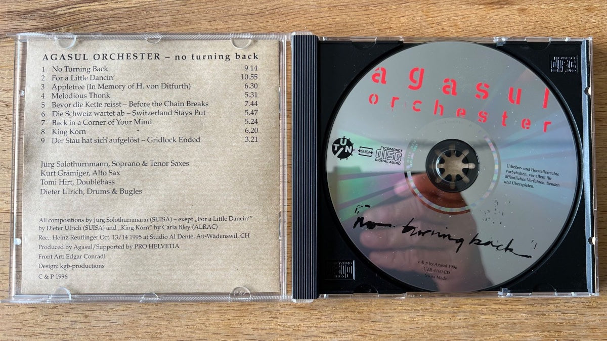Agasul Orchestra - No Turning Back /CD -1. Swiss Press. 1996 - (M-/M-)