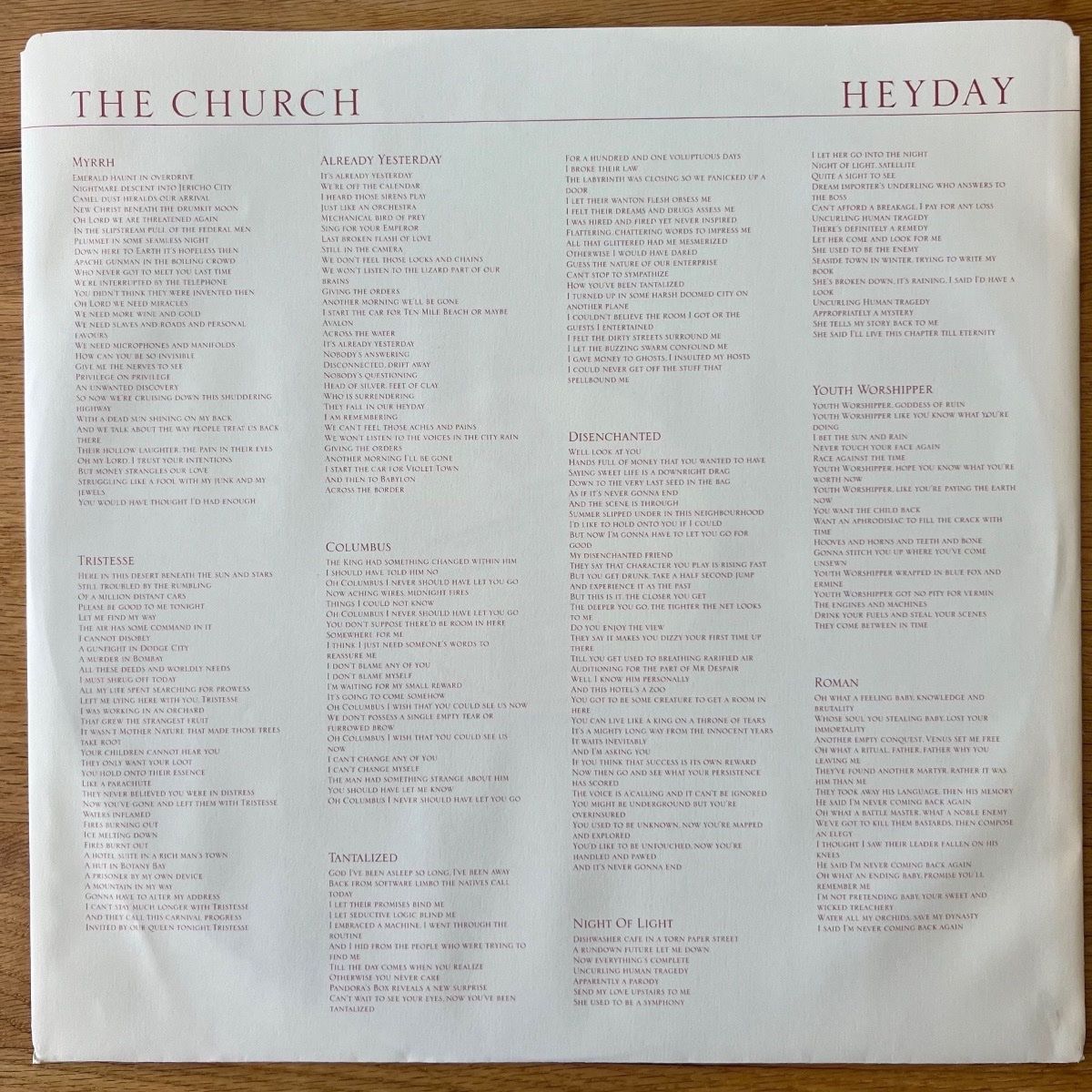 Church - Heyday / 1. Canada-Press. 1985 - (M-M-)