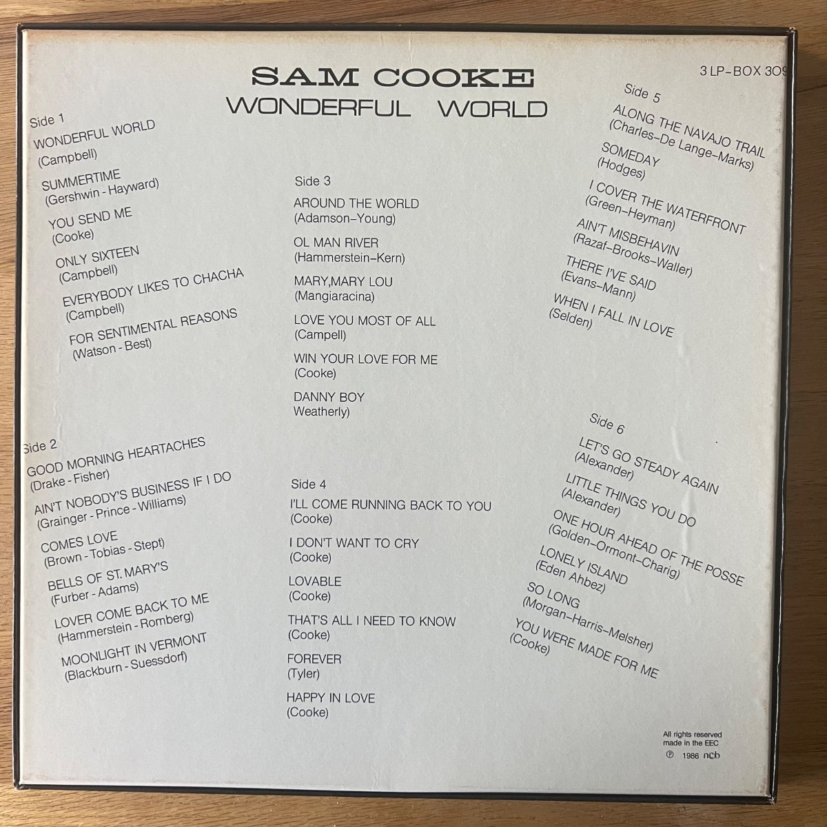 Sam Cooke - Wonderful World / 3 LP box - 1st EU press. 1986 - (M-/VG++)