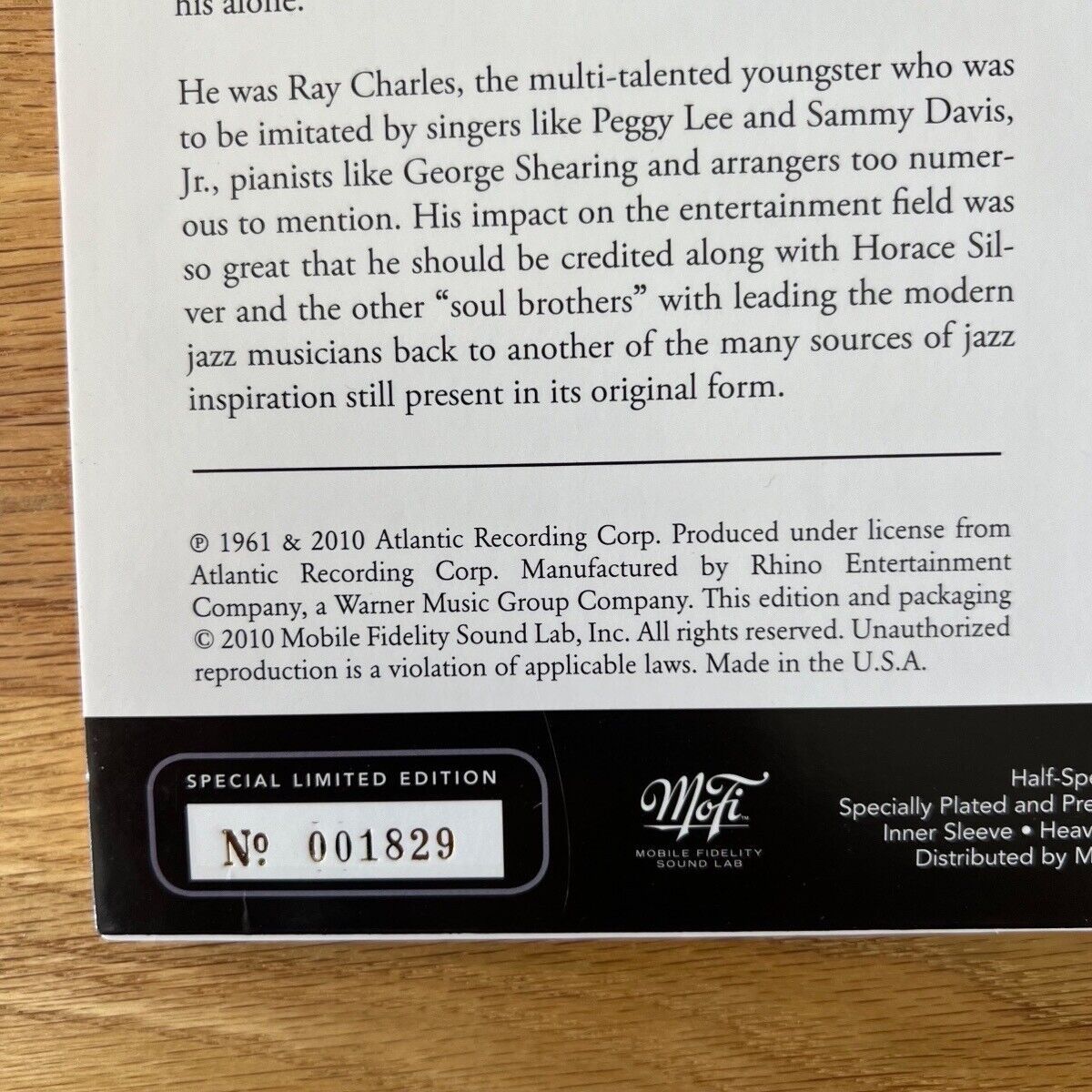 Ray Charles - The Genius Sings The Blues / Audiophile MFSL 2010 - (Mint / Mint)