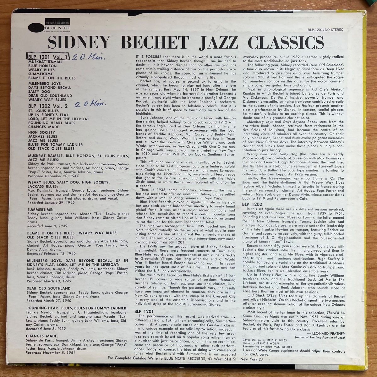 Sidney Bechet - Jazz Classics Vol. 1 / US - Blue Note - (M-/VG+)