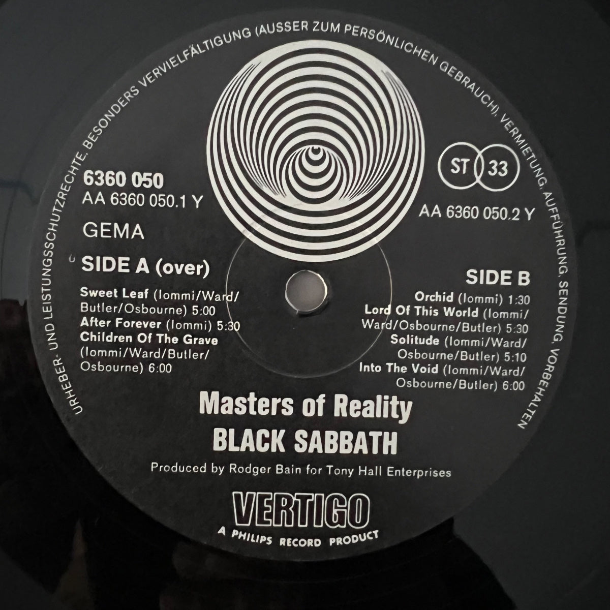Black Sabbath - Master Of Reality / 1re édition, pressage D, 1971 - (M-/M-)