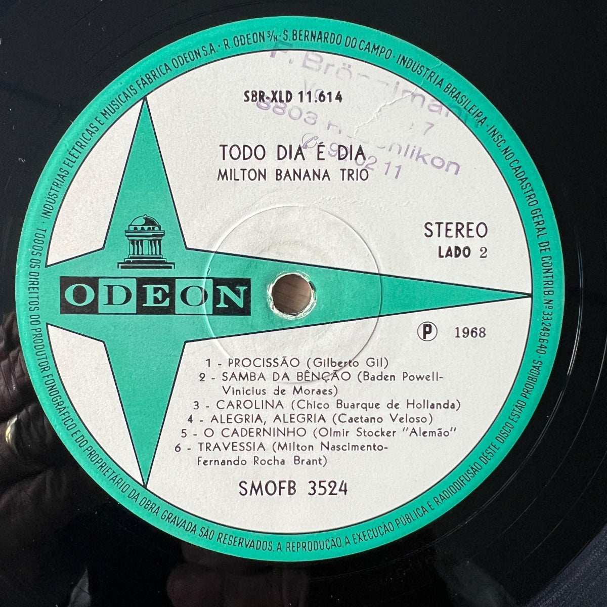 Milton Banana Trio - Todo Dia E Dia / 1. Brasil-Press. 1968 - Mono - (M-/VG++)