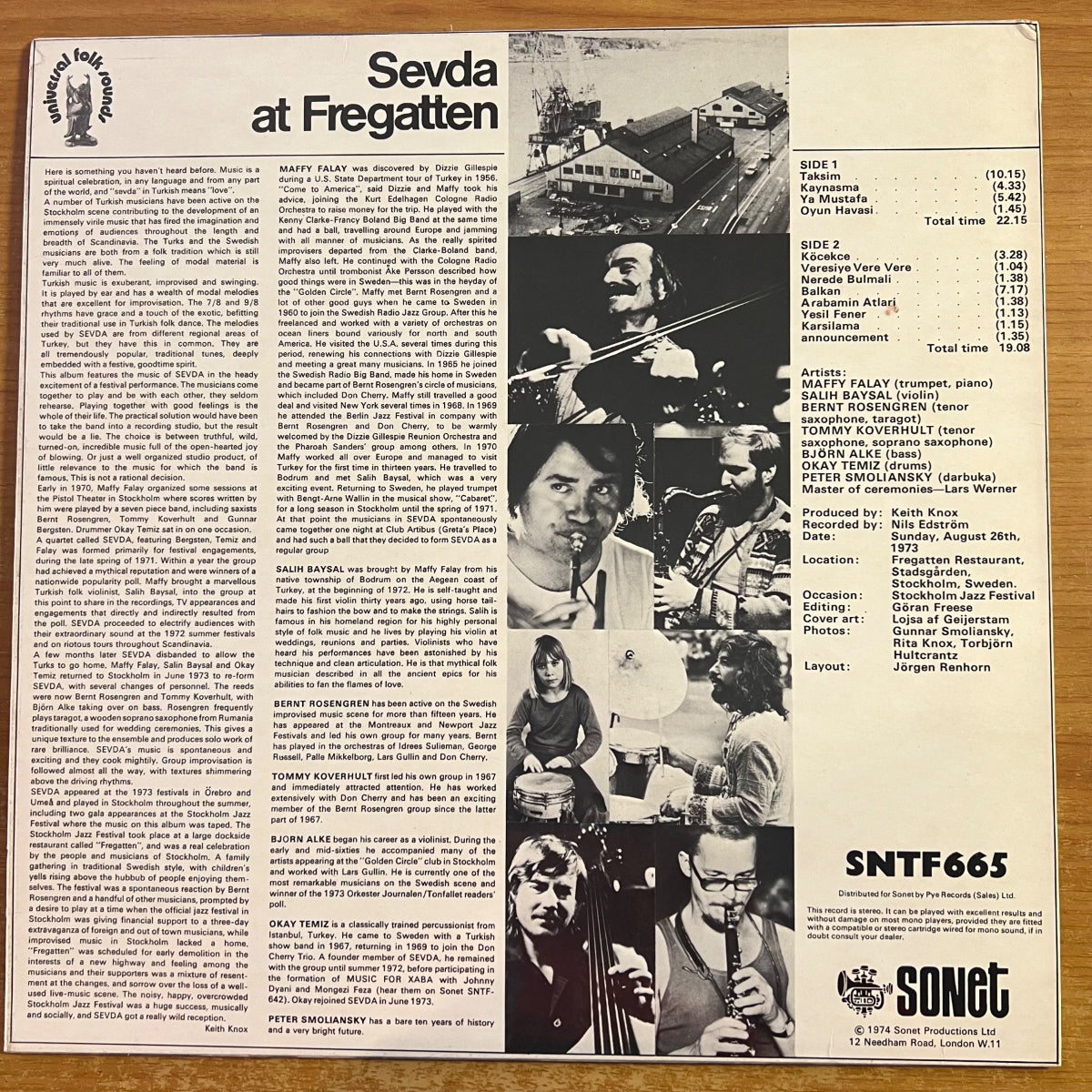 Maffy Falay & Sevda - Live At Fregatten / 1. UK-Press. 1974 - (M-/M-)