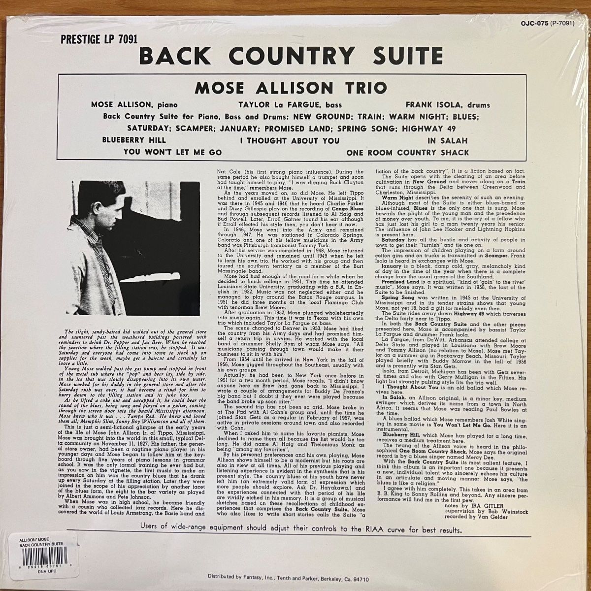 Mose Allison - Back Country Suite For Piano / US Press. 1983 - (Mint Sealed)