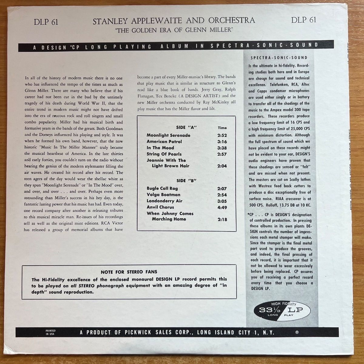 Stanley Applewaite & Orch. - The Golden Era Of Glenn Miller / 1. US 1958 - (M-/VG++)