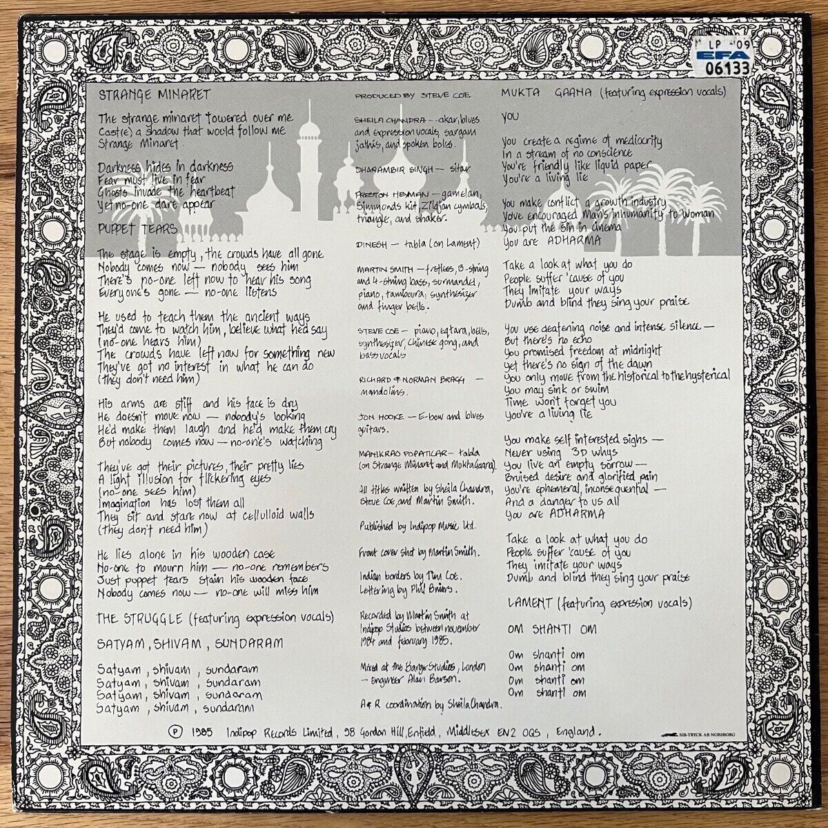 Sheila Chandra - The Struggle / 1. UK Press. 1985 - (M-/VG++)