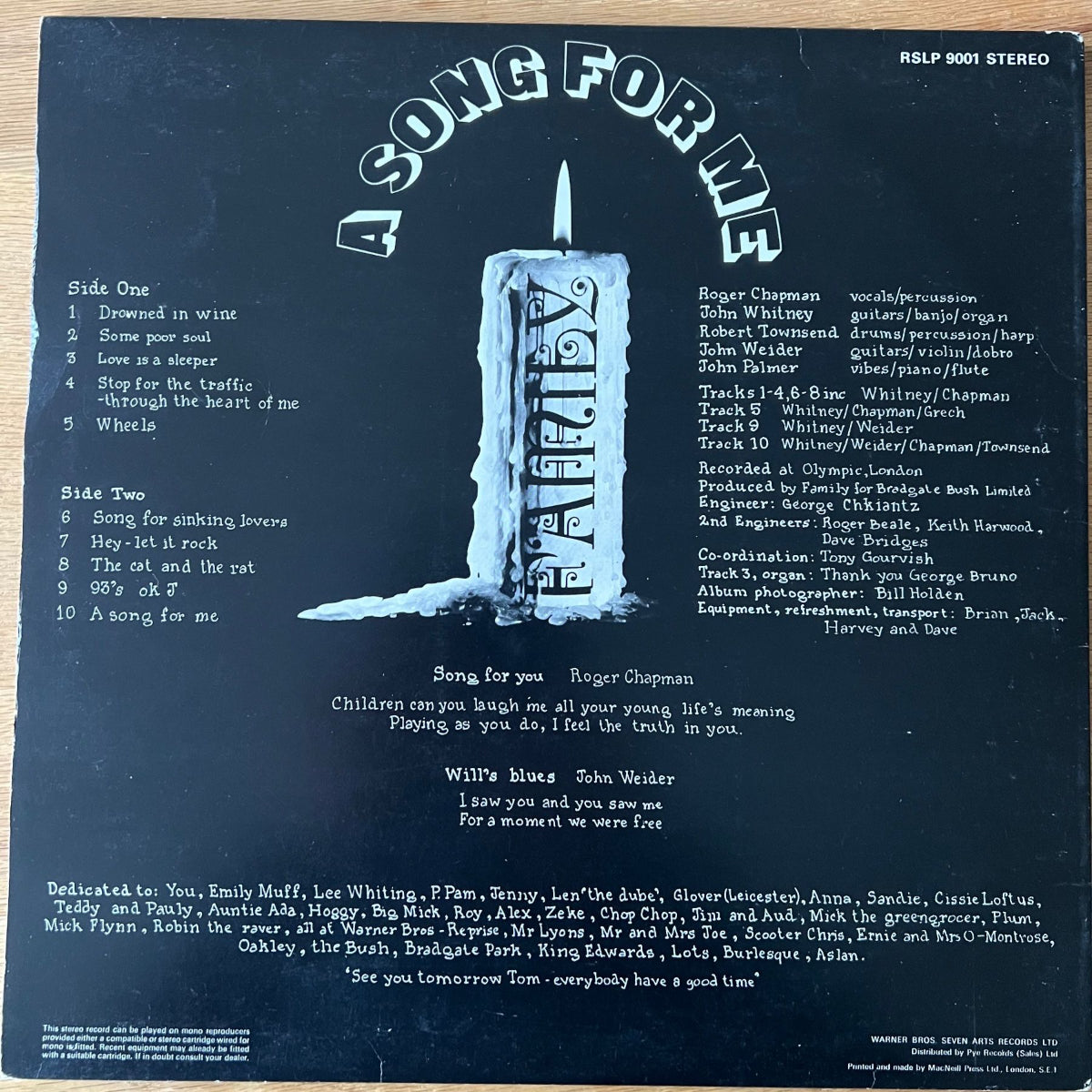 Family - A Song For Me / 1. UK-Press. 1970 - (M-/VG+)