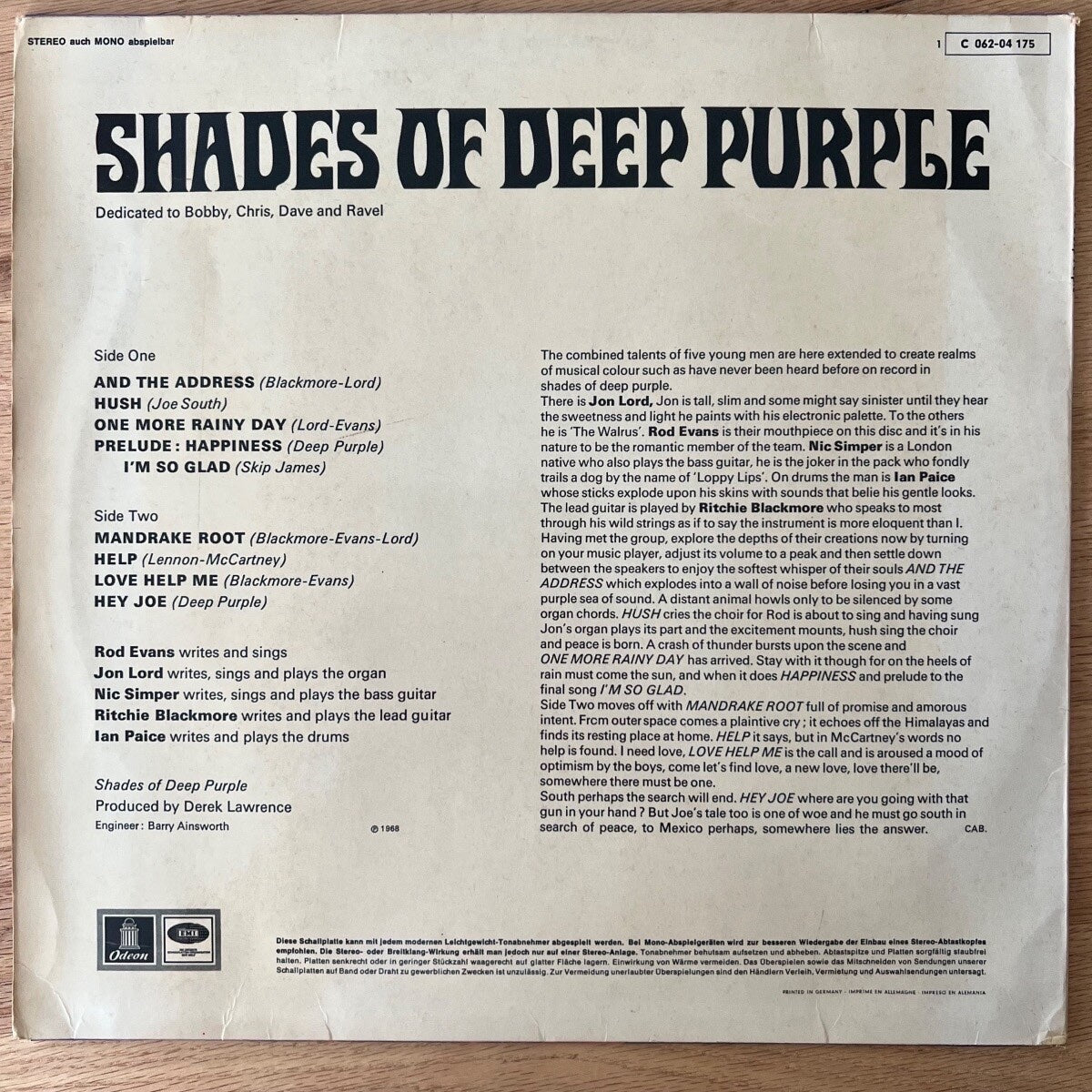 Deep Purple - Shades Of Deep Purple / 2. D-Press. 1969 - (VG /VG+)