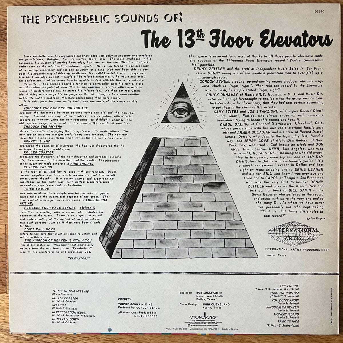 13th Floor Elevators - The Psychedelic Sounds Of../ Greece-Press. 1981 - (M-/M-)