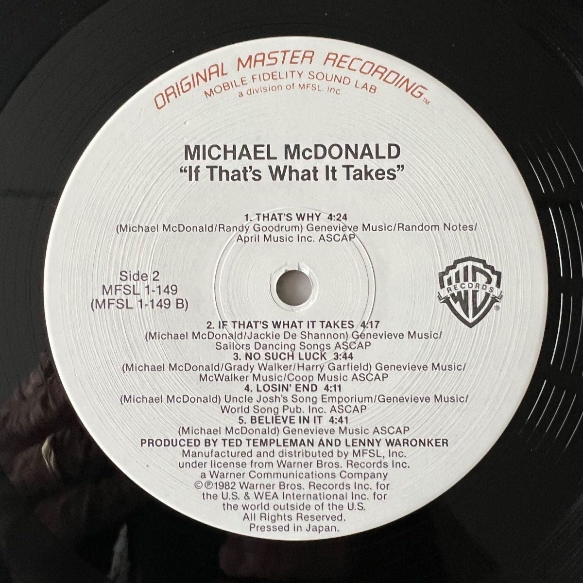 Michael Mc Donald - If That's What It Takes / Audioph. MFSL 1984 - (M-/VG+)