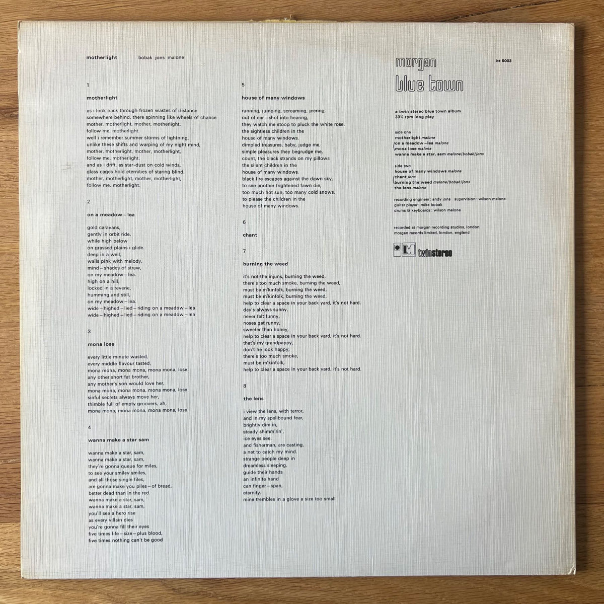 Bobak, Jons, Malone - Motherlight / UK Press. 1987 - (M-/VG++)