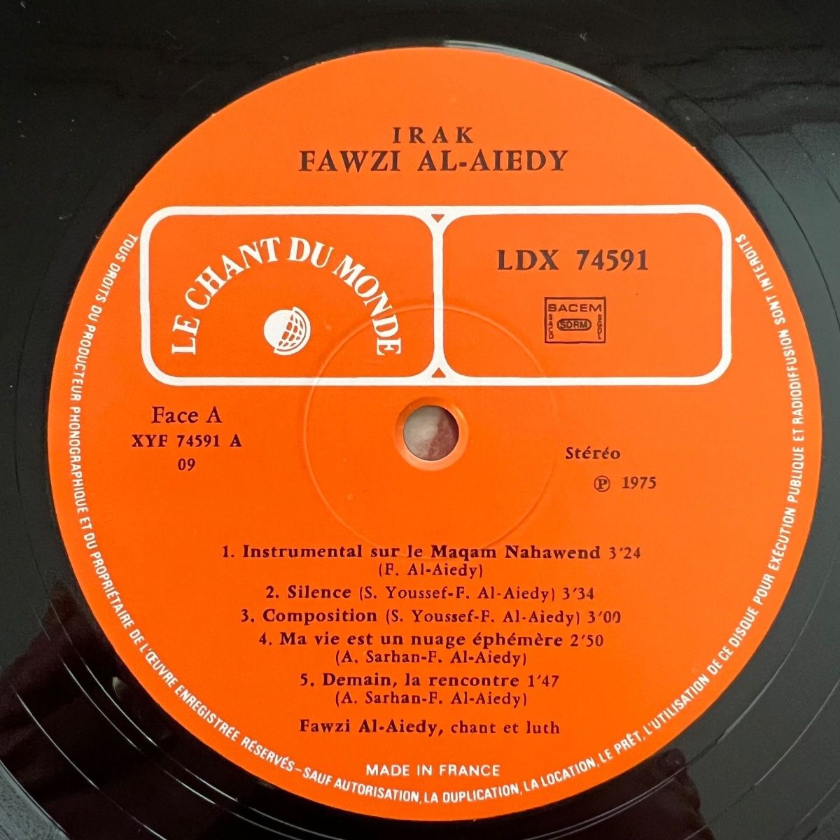 Fawzi Al-Aiedy - Silence / 1. France-Press. 1975 - (M-/M-)