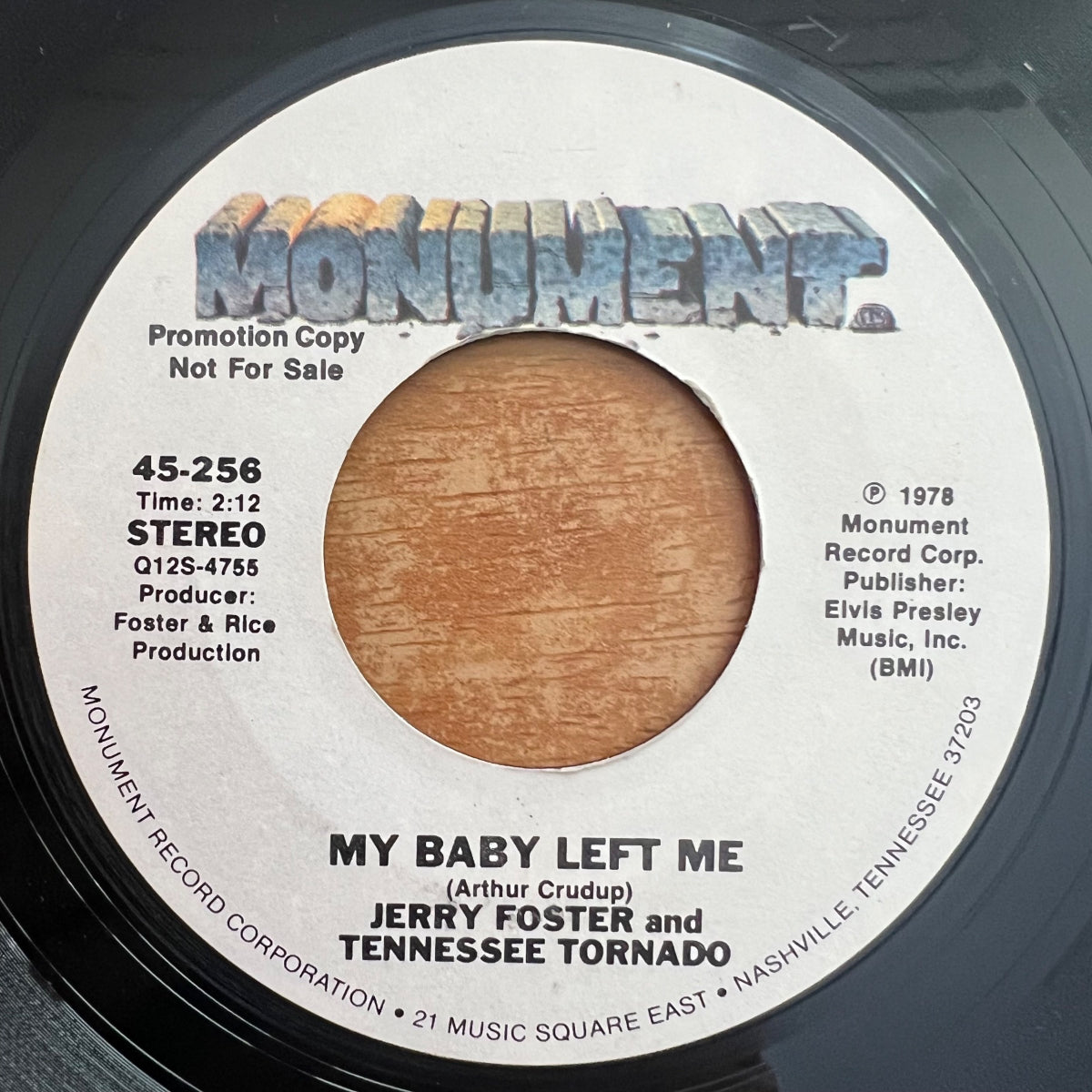 Jerry Foster & Tennessee Tornado - My Baby Left Me / US-Promo 1978 - (VG++/Neutral)