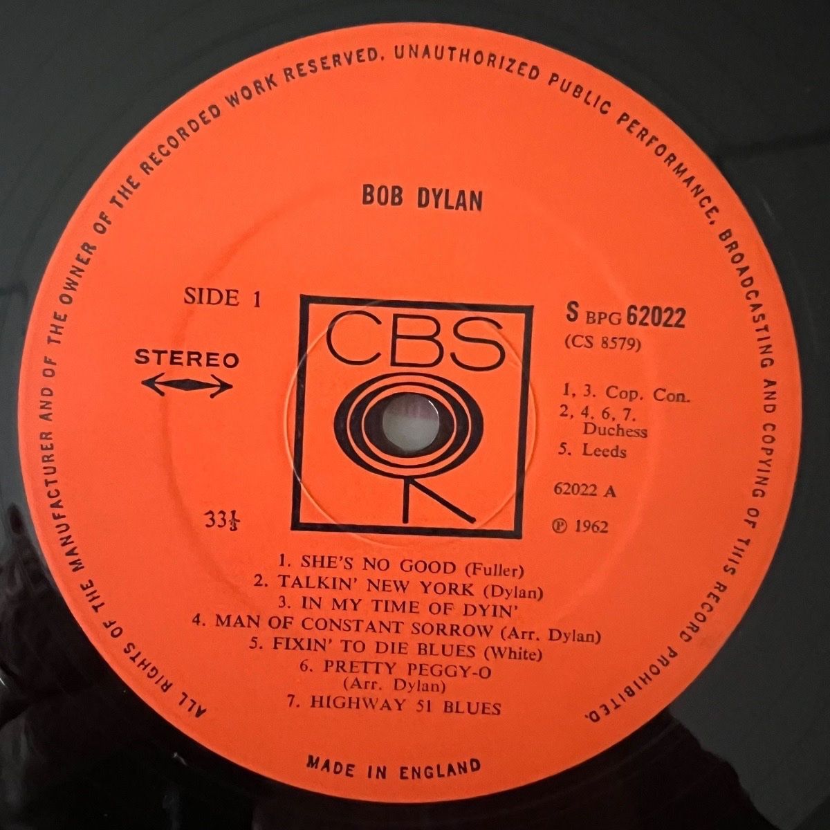Bob Dylan - Same / UK Press. 1969 - (M-/VG++)