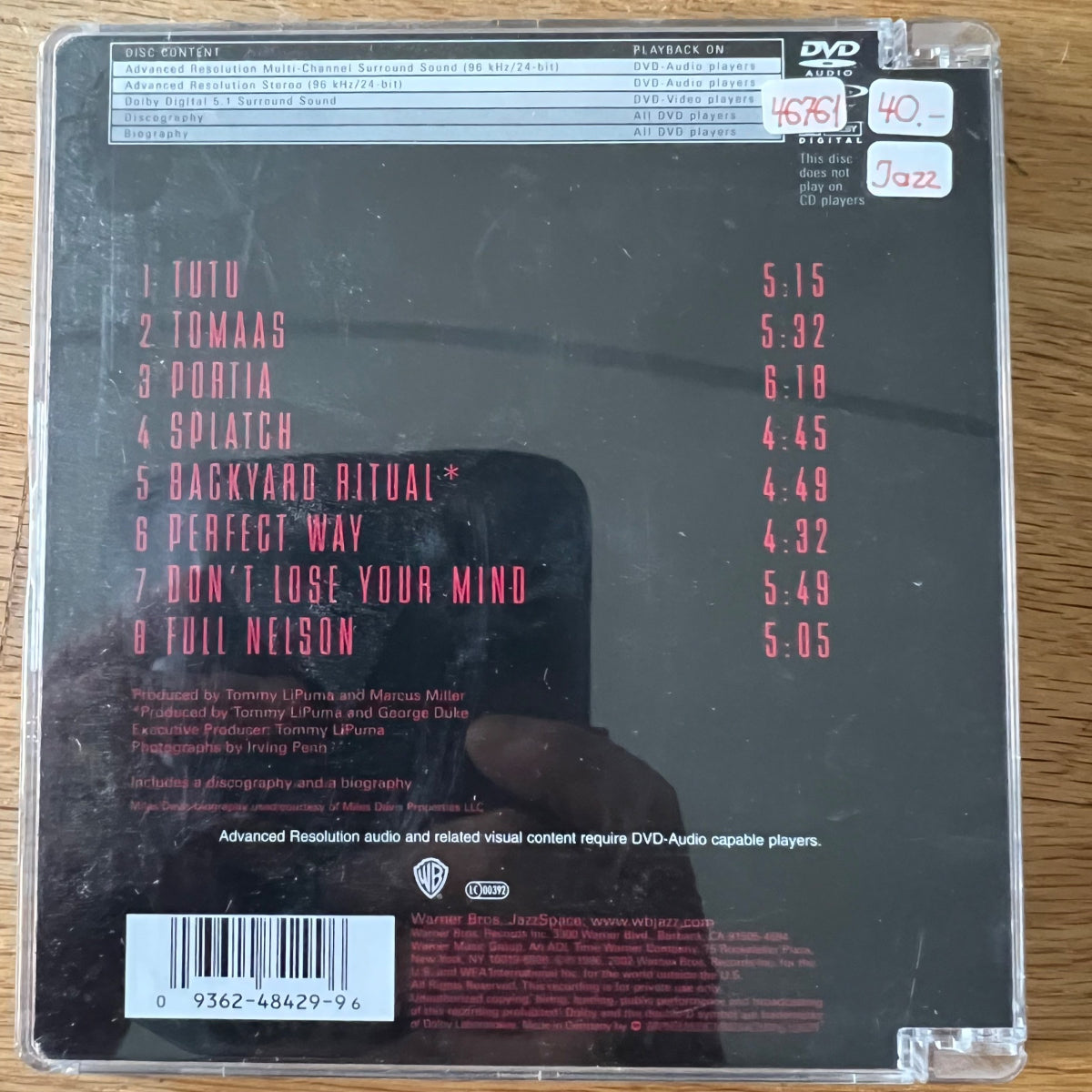 Miles Davis - Tutu / DVD - 1. D-Press. 2002 - (M-/M-)