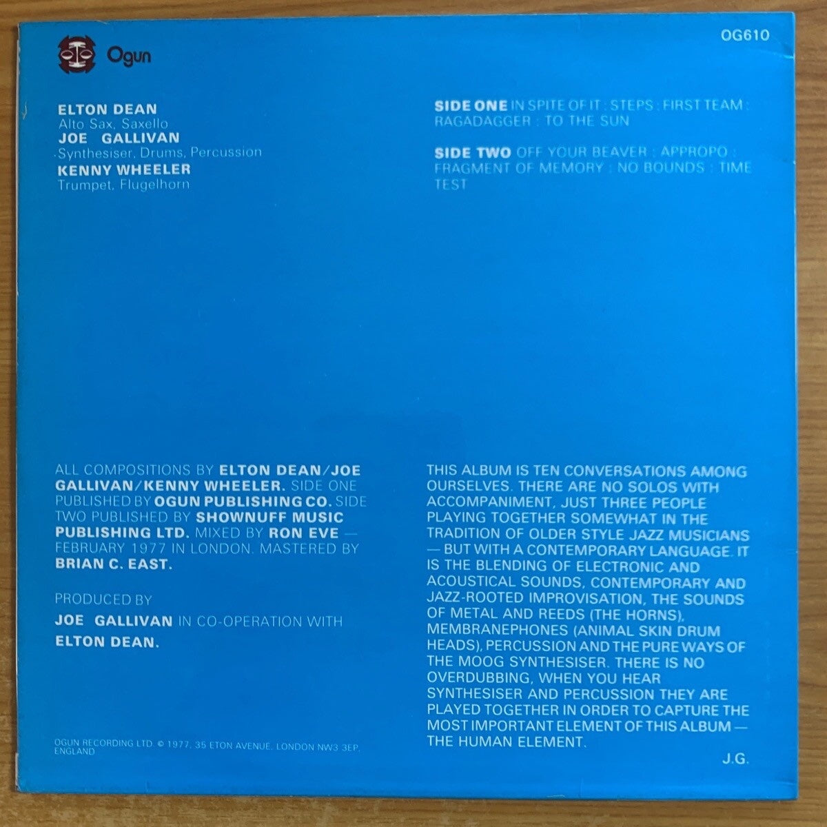 Elton Dean, Joe Gallivan, Kenny Wheelere - The Check Is In The Mail / 1. UK Press. 1977 - (M-/M-)