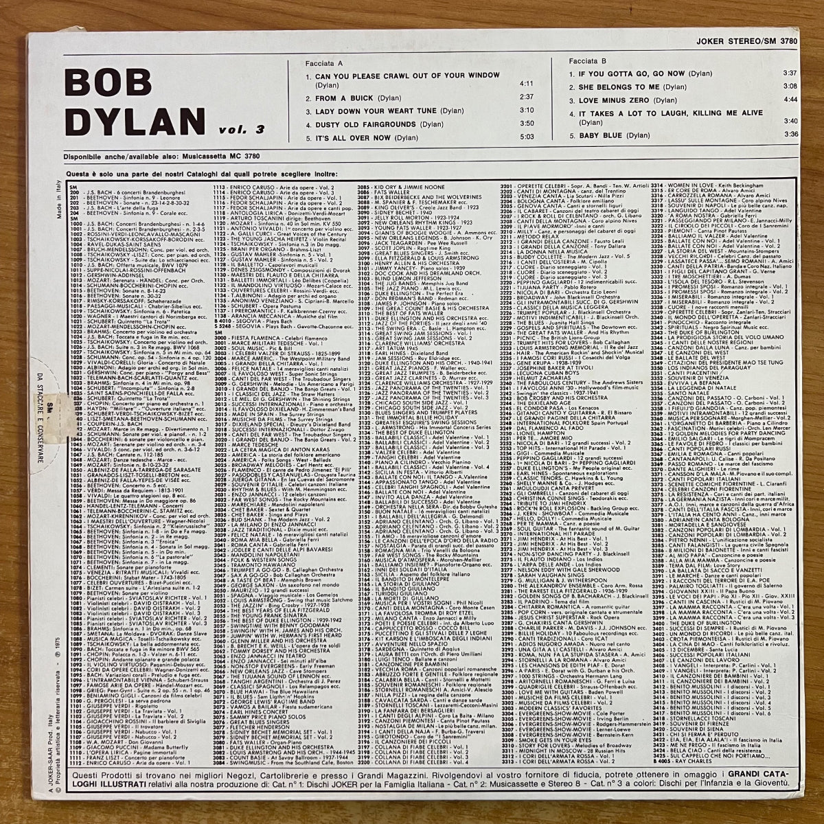 Bob Dylan - A Rare Batch Of Little White Wonder - Vol. 3 / 1. Italy-Press. 1975 - (M-/VG++)