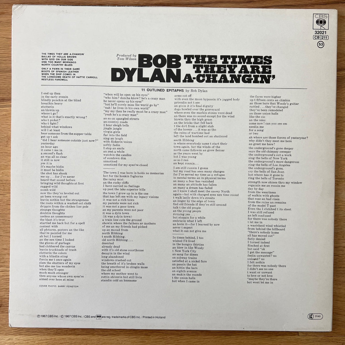 Bob Dylan - The Times They Are A-Changin' / NL-Press. 1982 - (M-/M-)