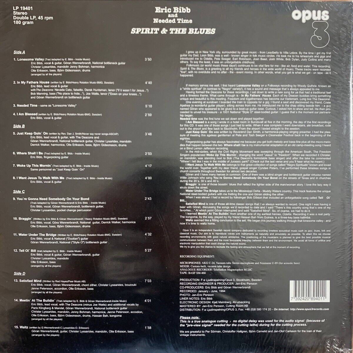 Eric Bibb - Spirit & The Blues / 2 LPs - Sweden-Pres. 2002 - (Mint & Sealed)