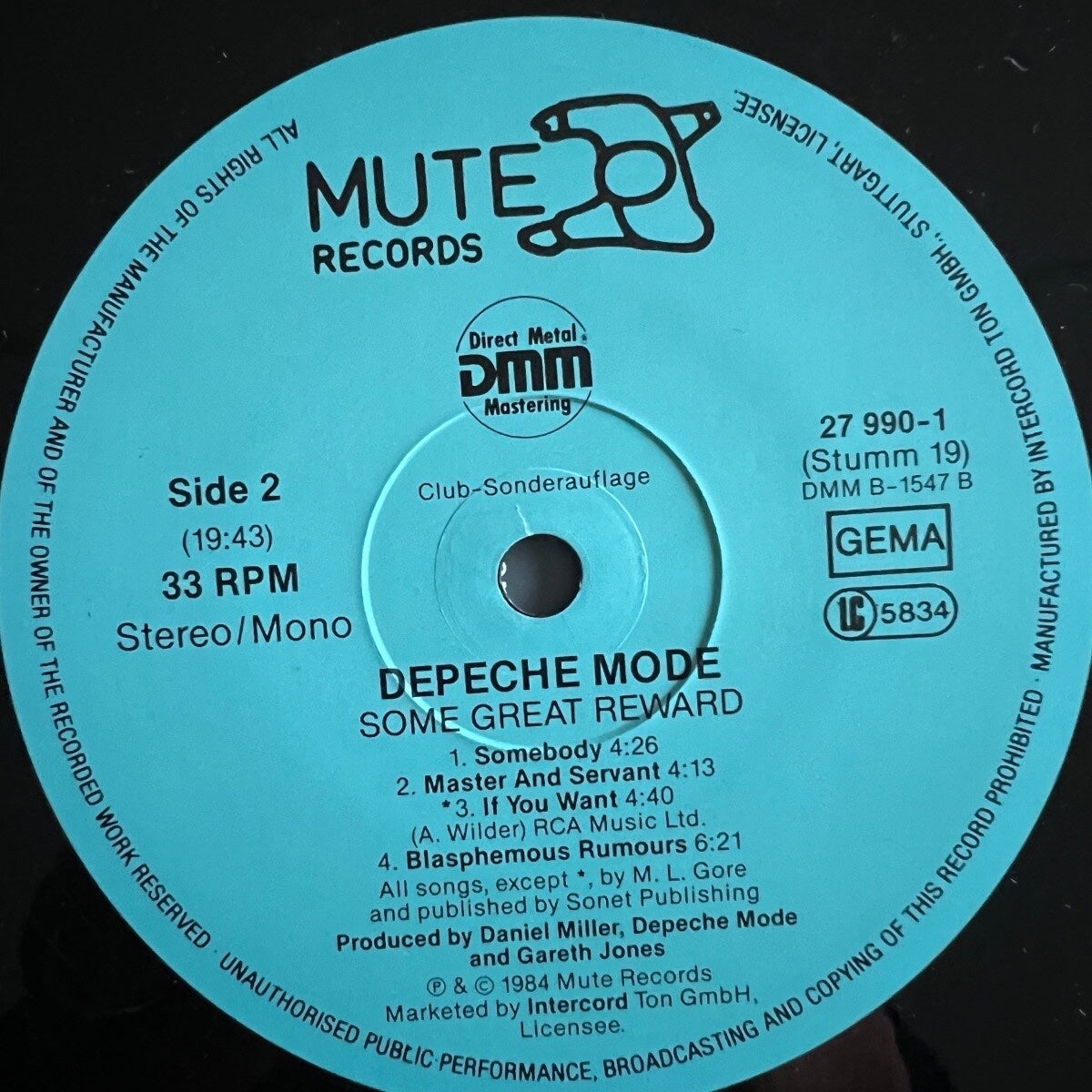 Depeche Mode - Some Great Reward / D-Press. 1984 - Club Edition - (VG++/VG++)