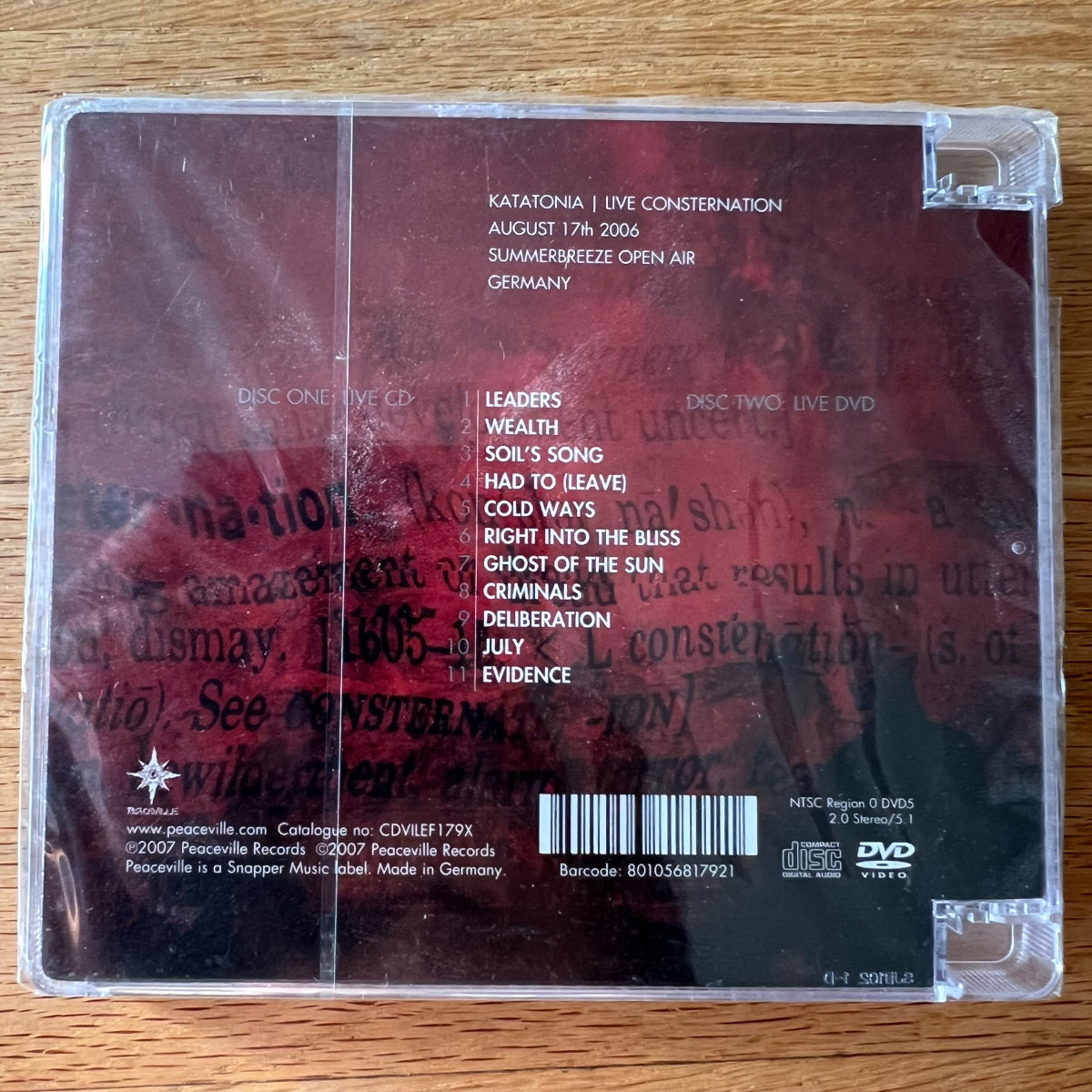 Katatonia - Live Consternation / CD & DVD - 1st D-Press. 2007 - (Mint & Sealed)