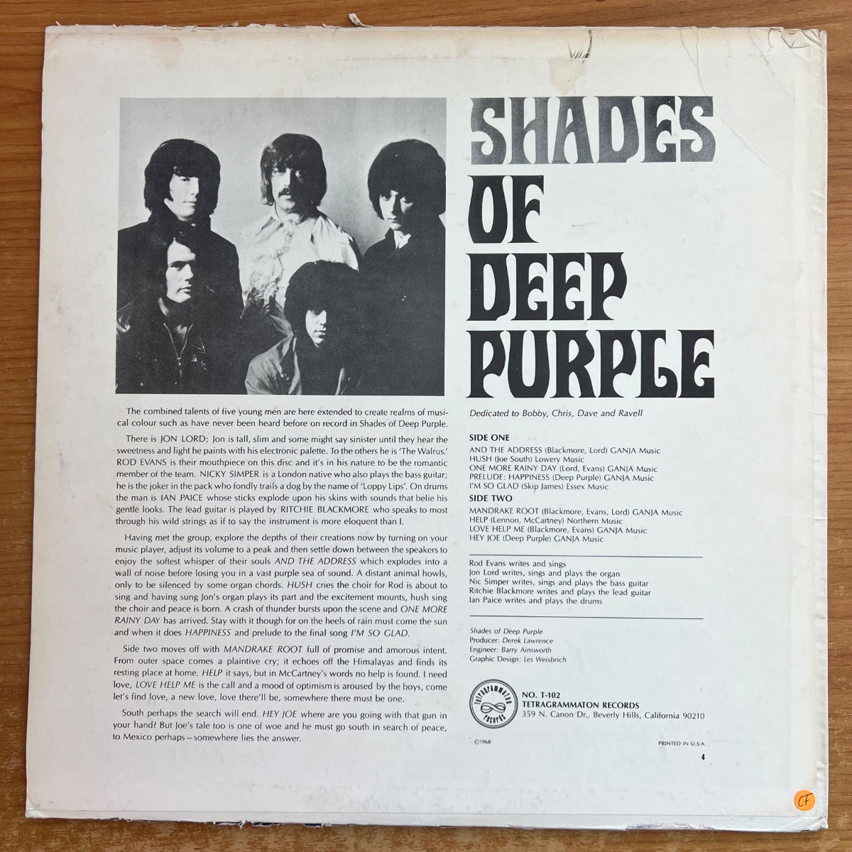 Deep Purple - Shades Of Deep Purple / 1. US-Press. 1968 - (VG+/VG)