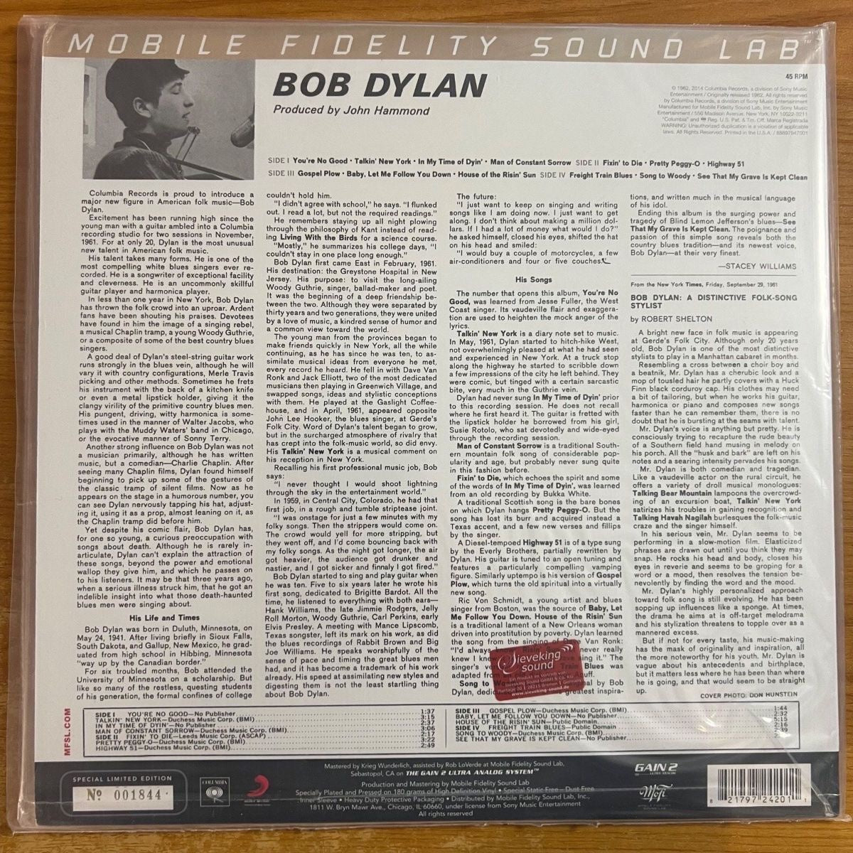 Bob Dylan - Same / 2 LP - Audiophile MFSL 2014 - (Mint & Sealed)