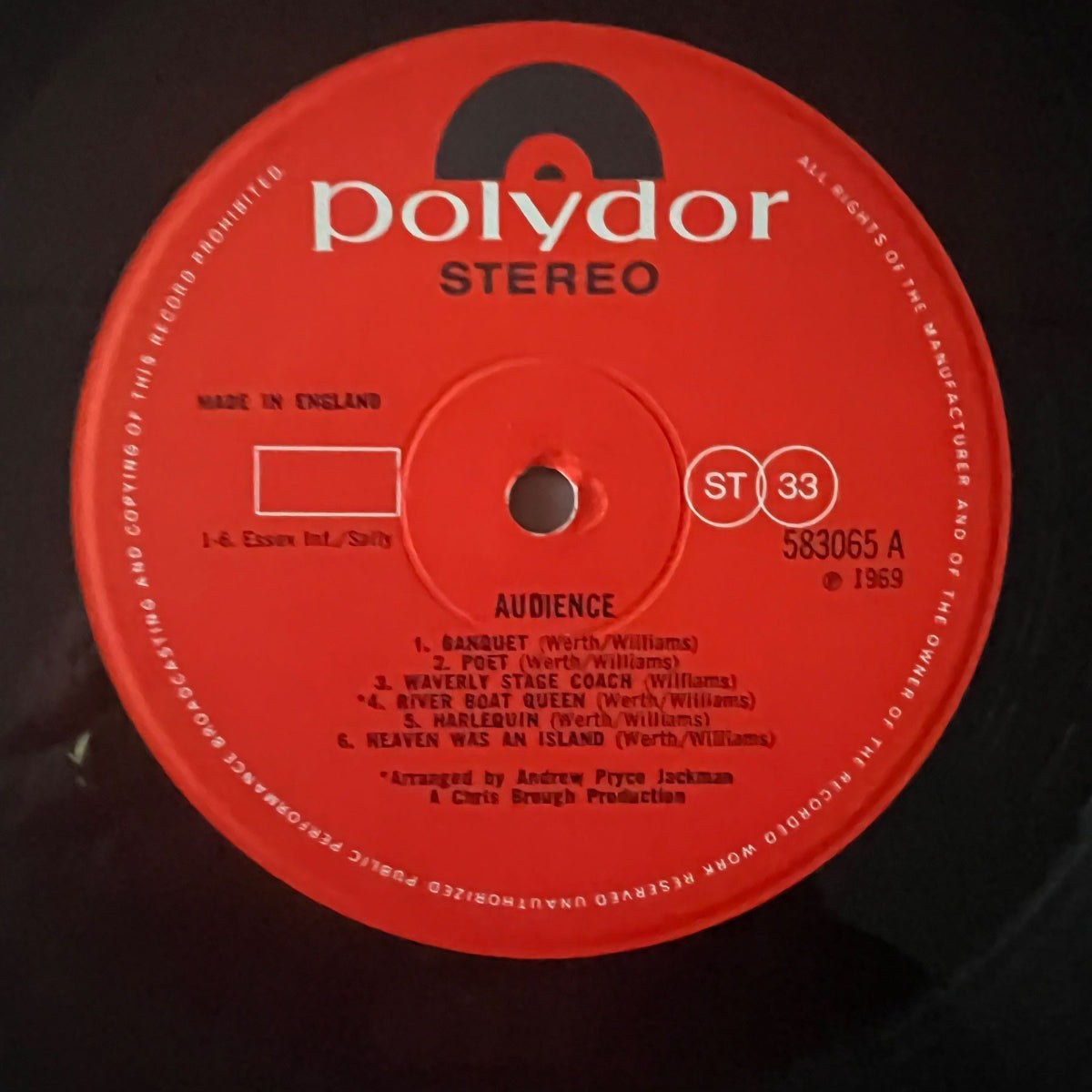 Audience - Same / 1. UK-Press. 1969 - (VG++/VG++) close to M-