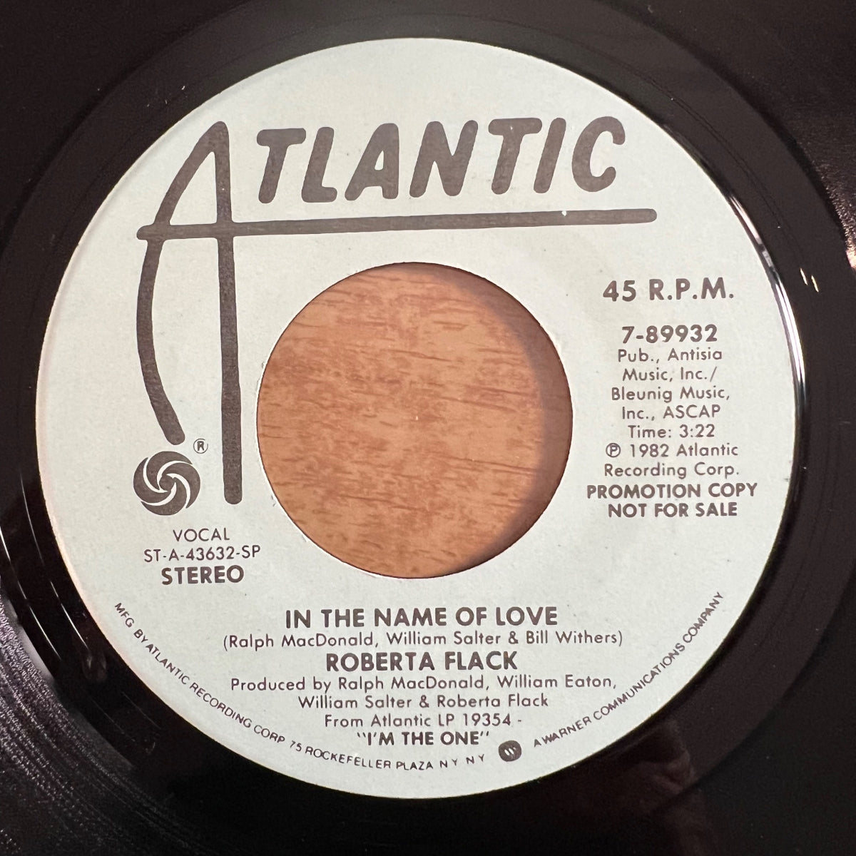 Roberta Flack - In The Name Of Love / US Promo 1982 - (M-/Neutral)