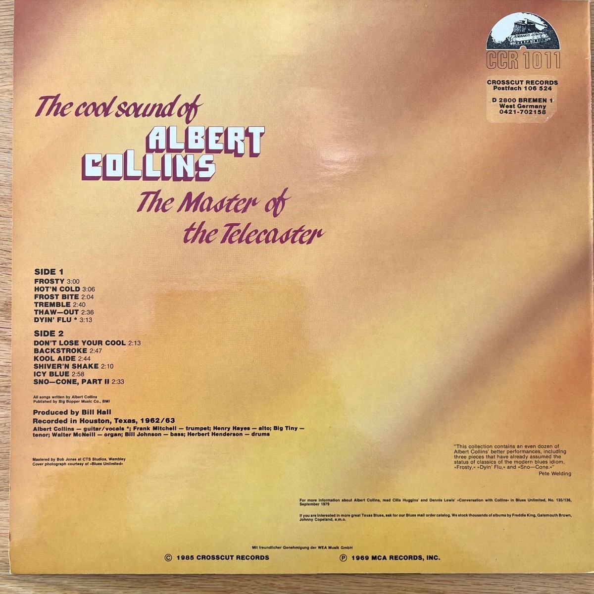 Albert Collins - The Cool Sound Of... / D-Press. 1985 - (M-/M-)