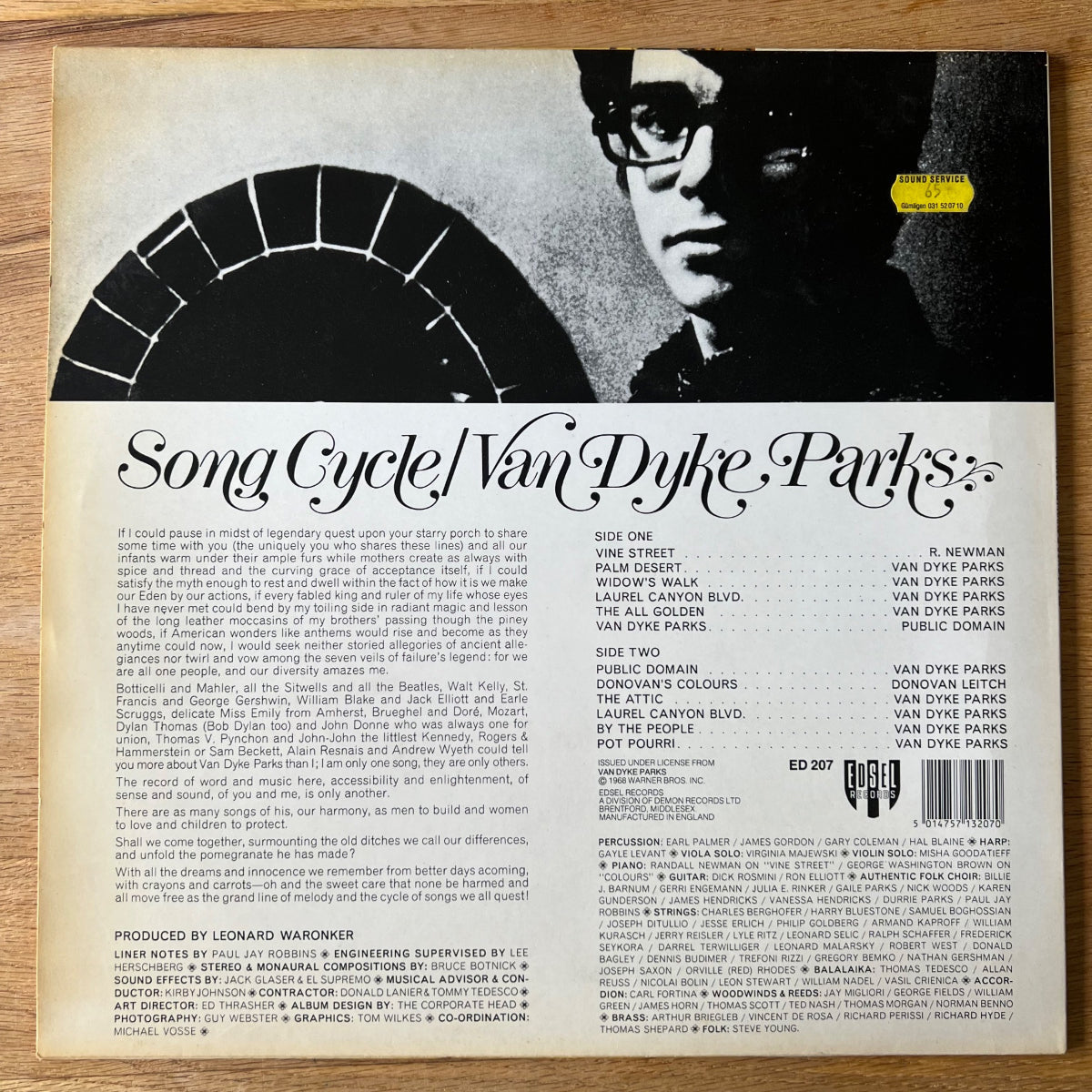 Van Dyke Parks - Cycle de chansons / Presses britanniques. 1986 - (M-/M-)