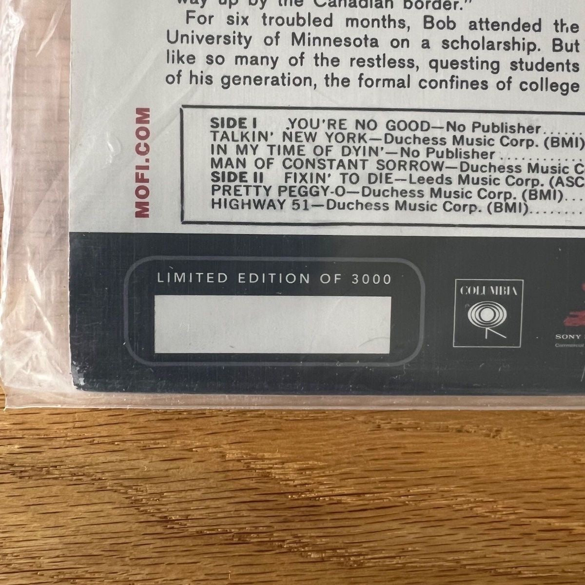 Bob Dylan - Same / 2 LP - Audiophile MFSL 2014 - (Mint & Sealed)