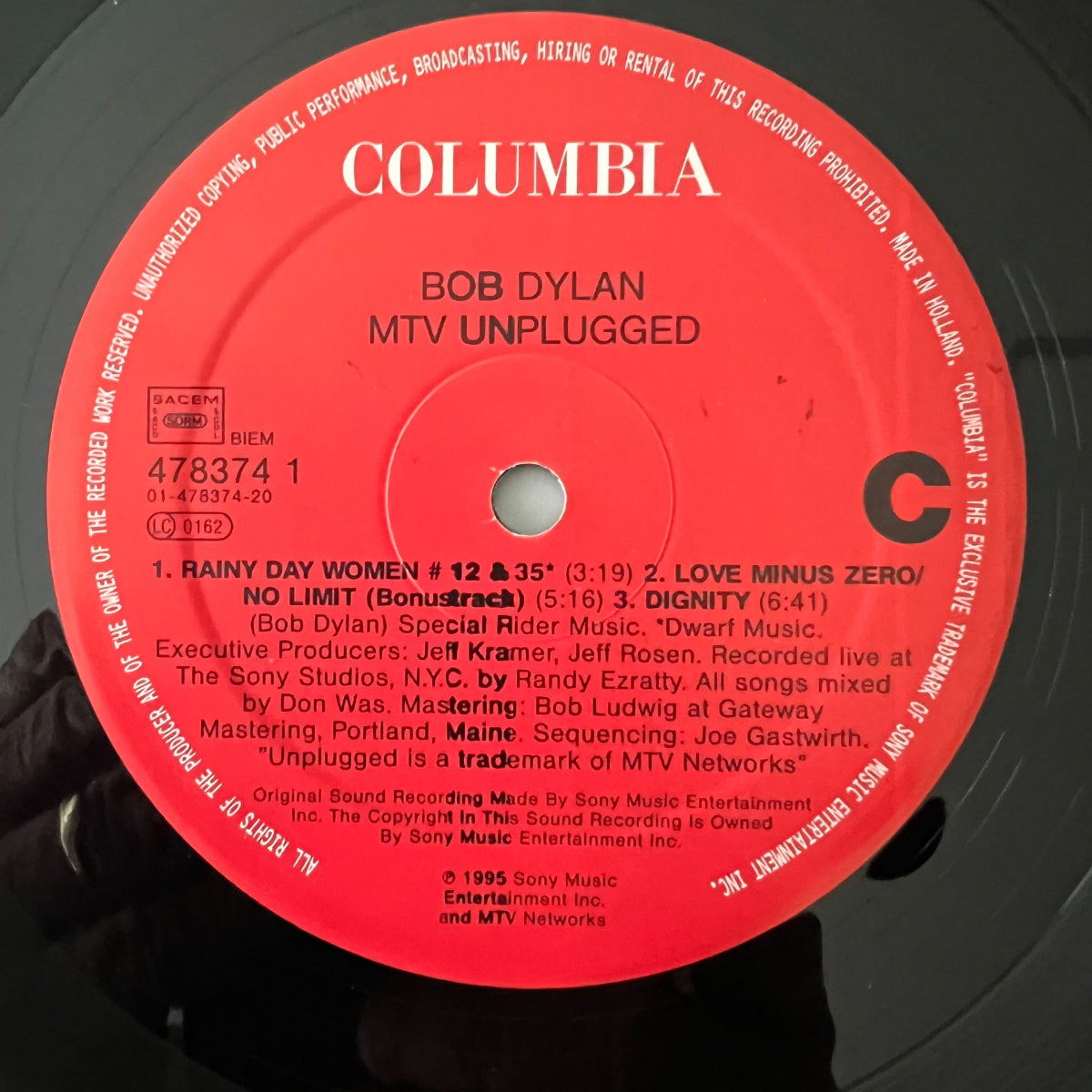 Bob Dylan - MTV Unplugged / 2 LP - 1er pressage néerlandais. 1995 - TOP