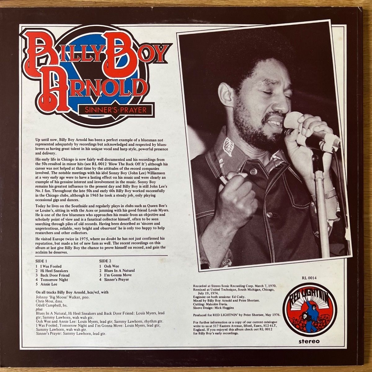 Billy Boy Arnold - Sinner's Prayer / 1st UK Press. 1976 - (M-/M-)