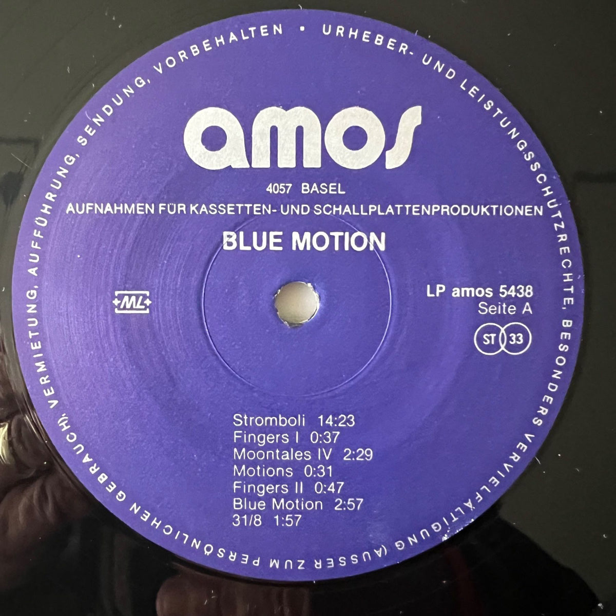 Blue Motion - Same // 1. Swiss Press. 1980 - Édition limitée - (M-/VG++)