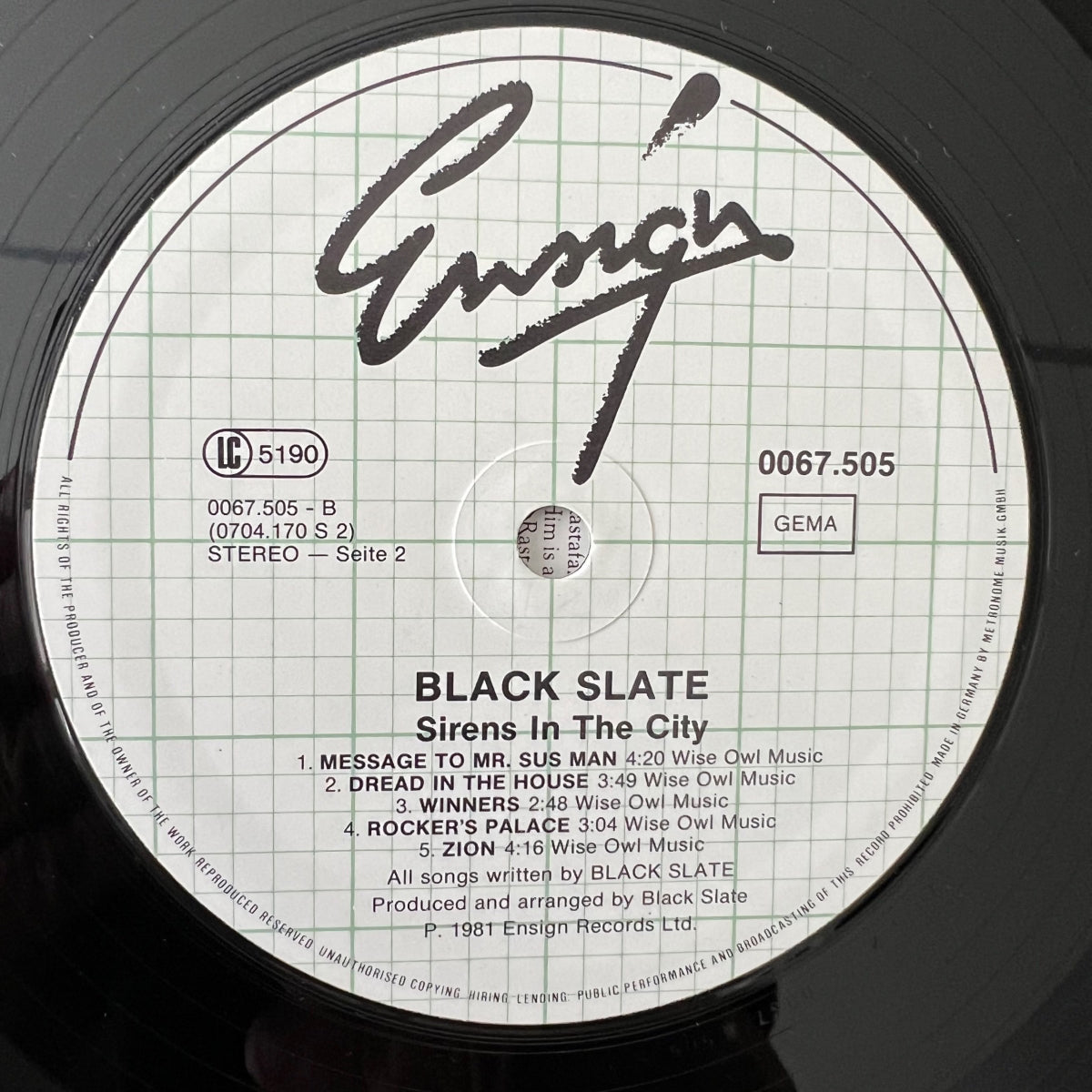 Black Slate - Sirens In The City / 1. D-Press. 1981 - (M-/VG+)