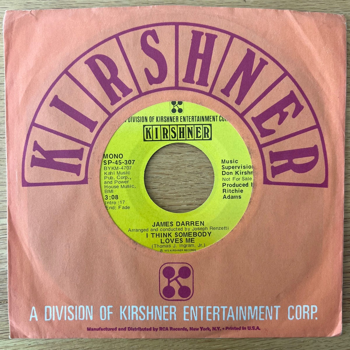 James Darren - I Think Somebody Loves Me / US-Promo 1972 - (VG++/VG++)