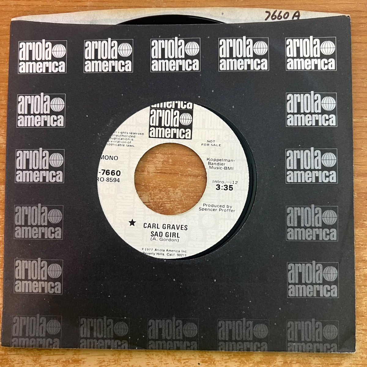 Carl Graves - Sad Girl / US-Promo 1977 - (M-/VG++)