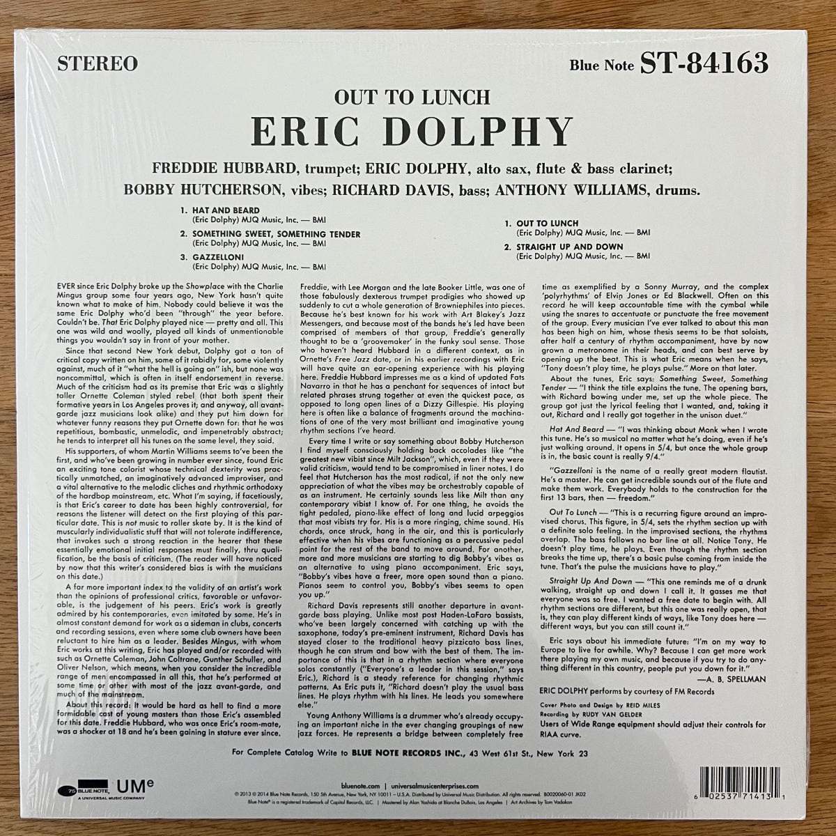 Eric Dolphy - Out To Lunch! / EU Press. 2014 - (Mint/Mint)