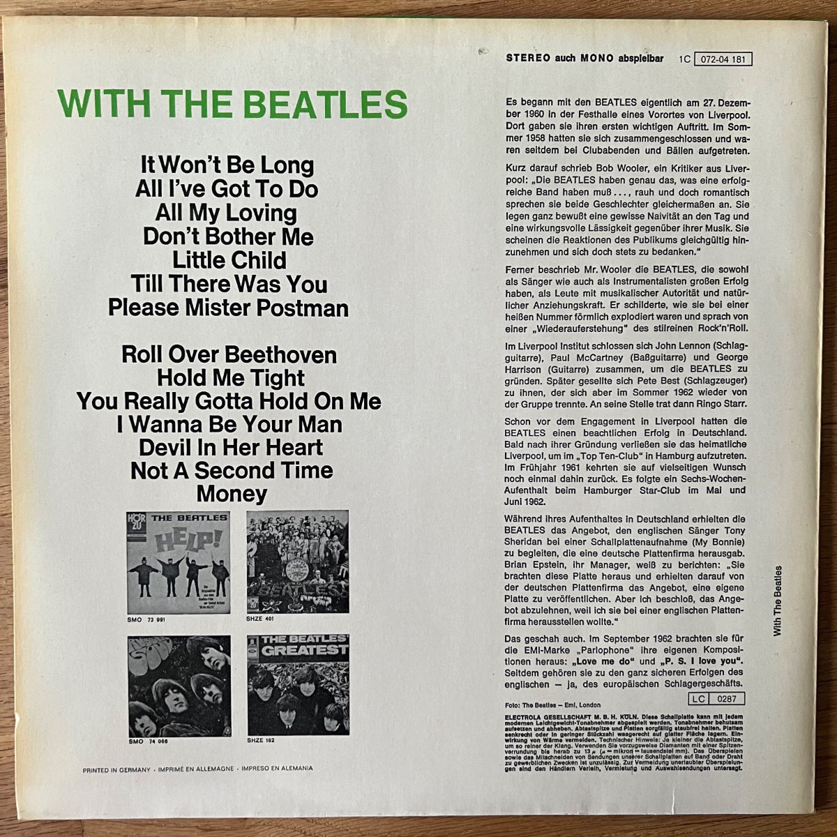 Beatles - With The Beatles / EU Press. 1981 - (M-/VG+)
