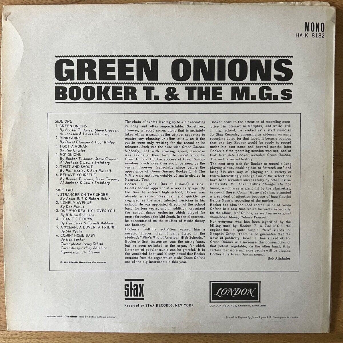 Booker T. & The MGs - Green Onions / 1st UK Press. 1964 - Mono - (VG+/VG++)