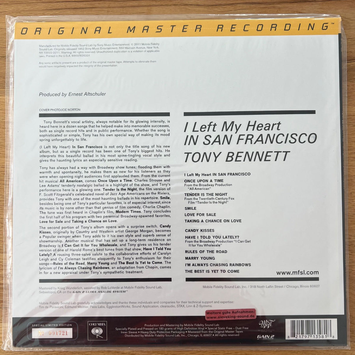 Tony Bennett - I Left My Heart In San... / Audioph. MFSL 2011 - (Mint & Sealed)