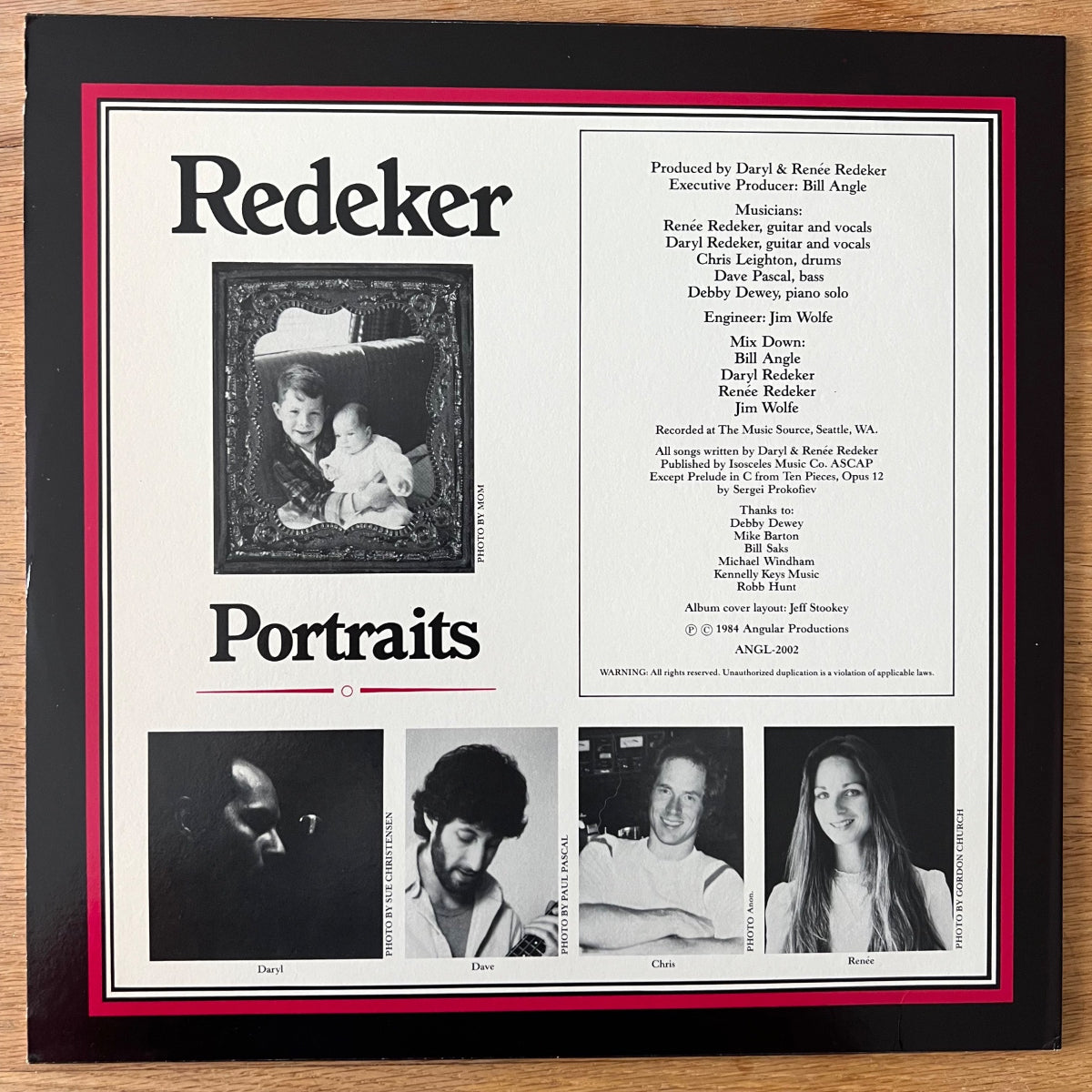 Redeker - Portraits / 1st US Press. 1984 - (M-/M-)