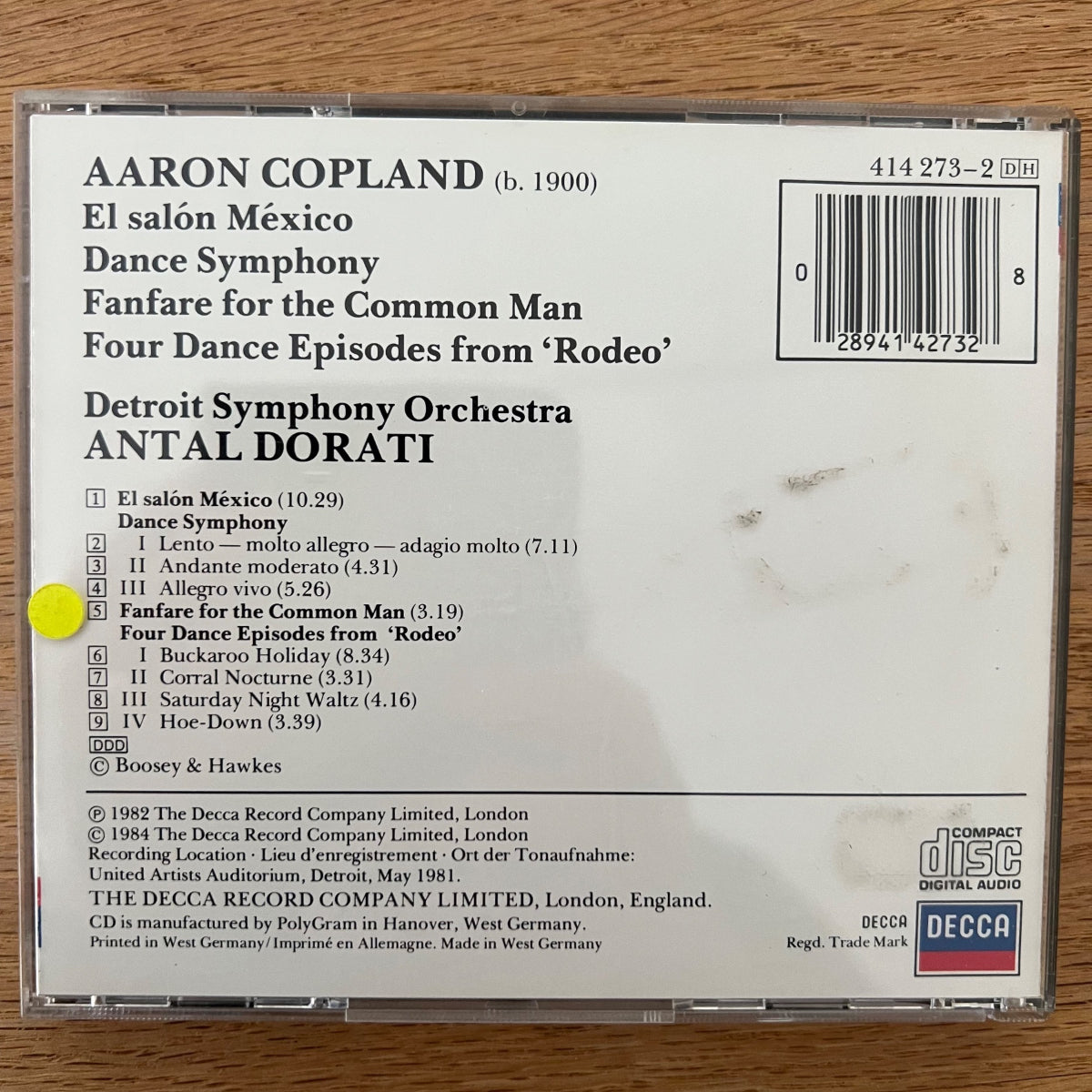 Copland, Detroit Symph. Orch. - El Salon Mexico.../ CD 1985