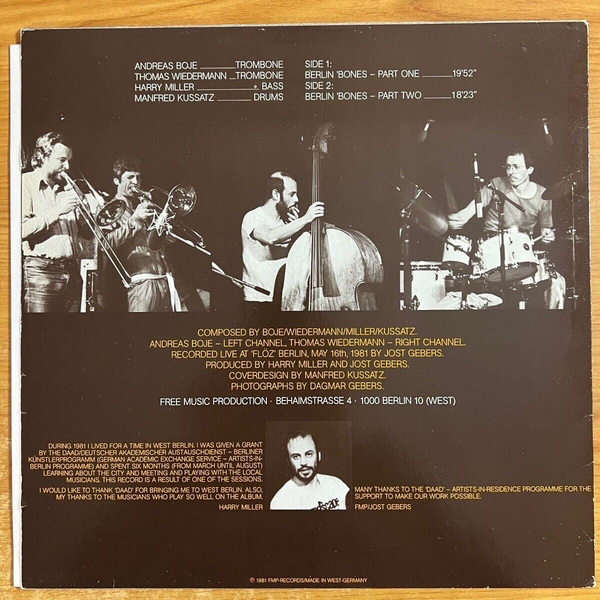 Andreas Boje, Thomas Wiedermann...- Berlin 'Bones / 1. D-Press. 1981 - (M-/VG++)