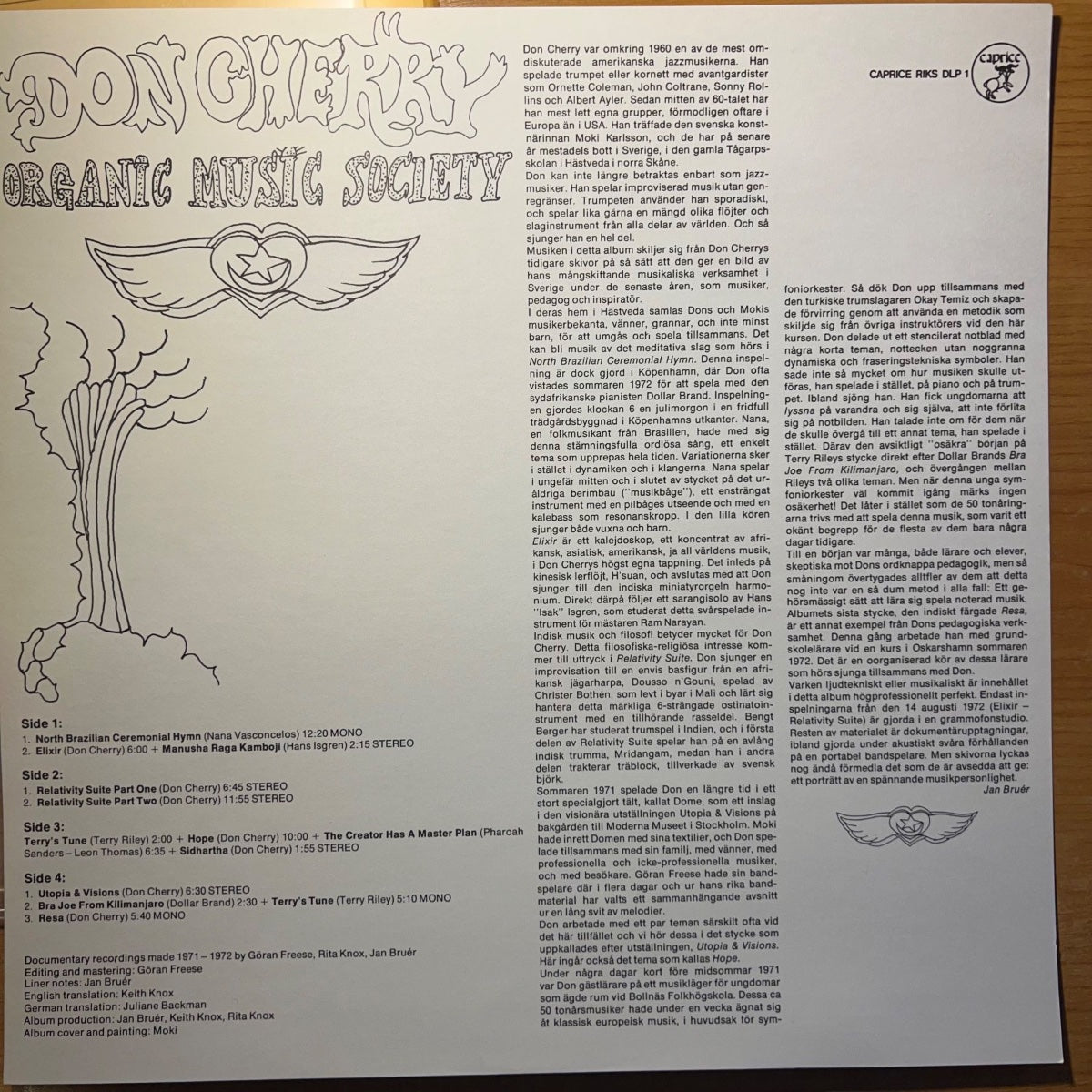 Don Cherry - Organic Music Society / 2 LP - 1er tirage suédois. 1973 - (M-/M-)