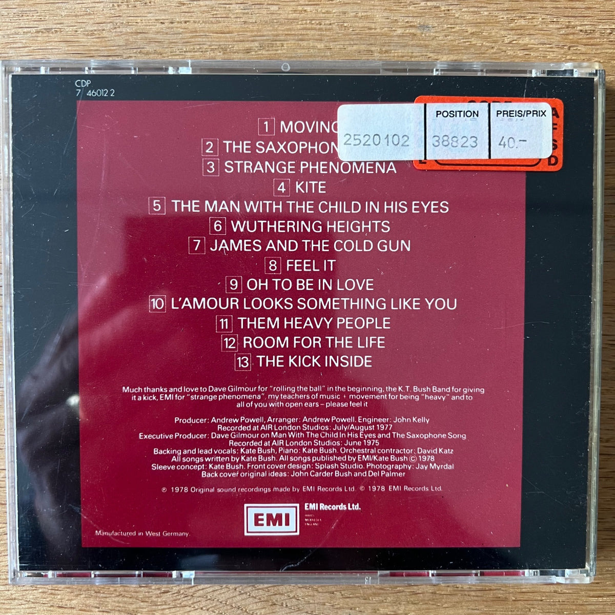 Kate Bush - The Kick Inside / CD - 1. D-Press. 1984 - (M-/M-)