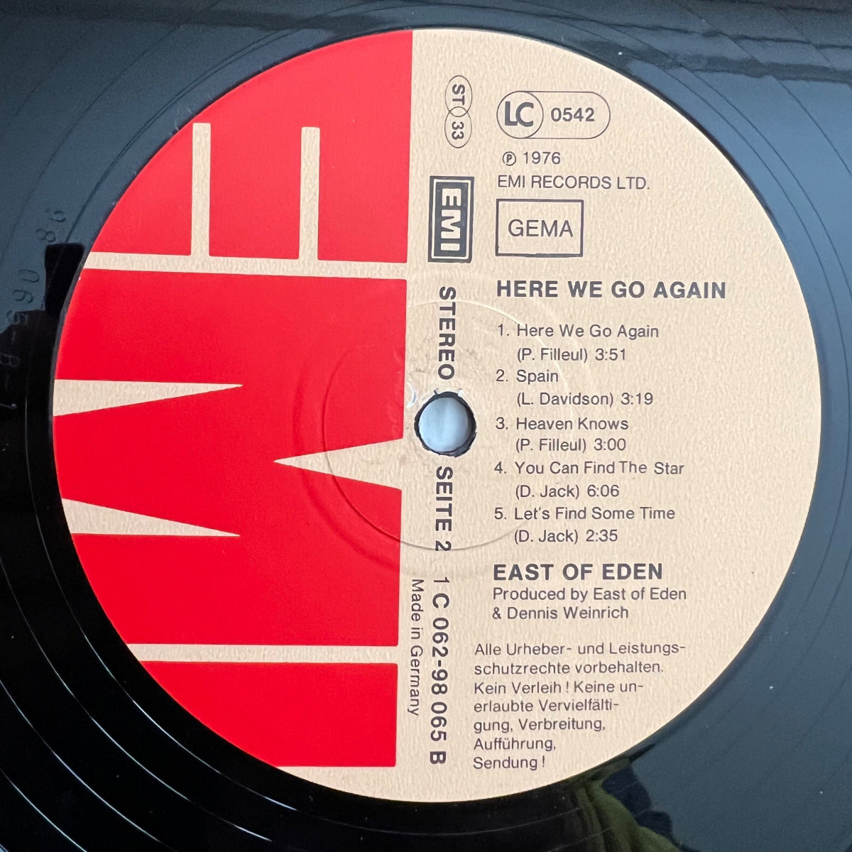 À l'est d'Eden - Here We Go Again / 1. D-Press. 1976 - (M-/VG++)